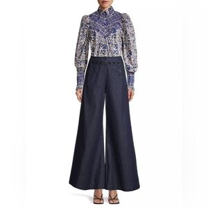 Hope for Flowers Flared Sailor High-Waisted Pants- Indigo
